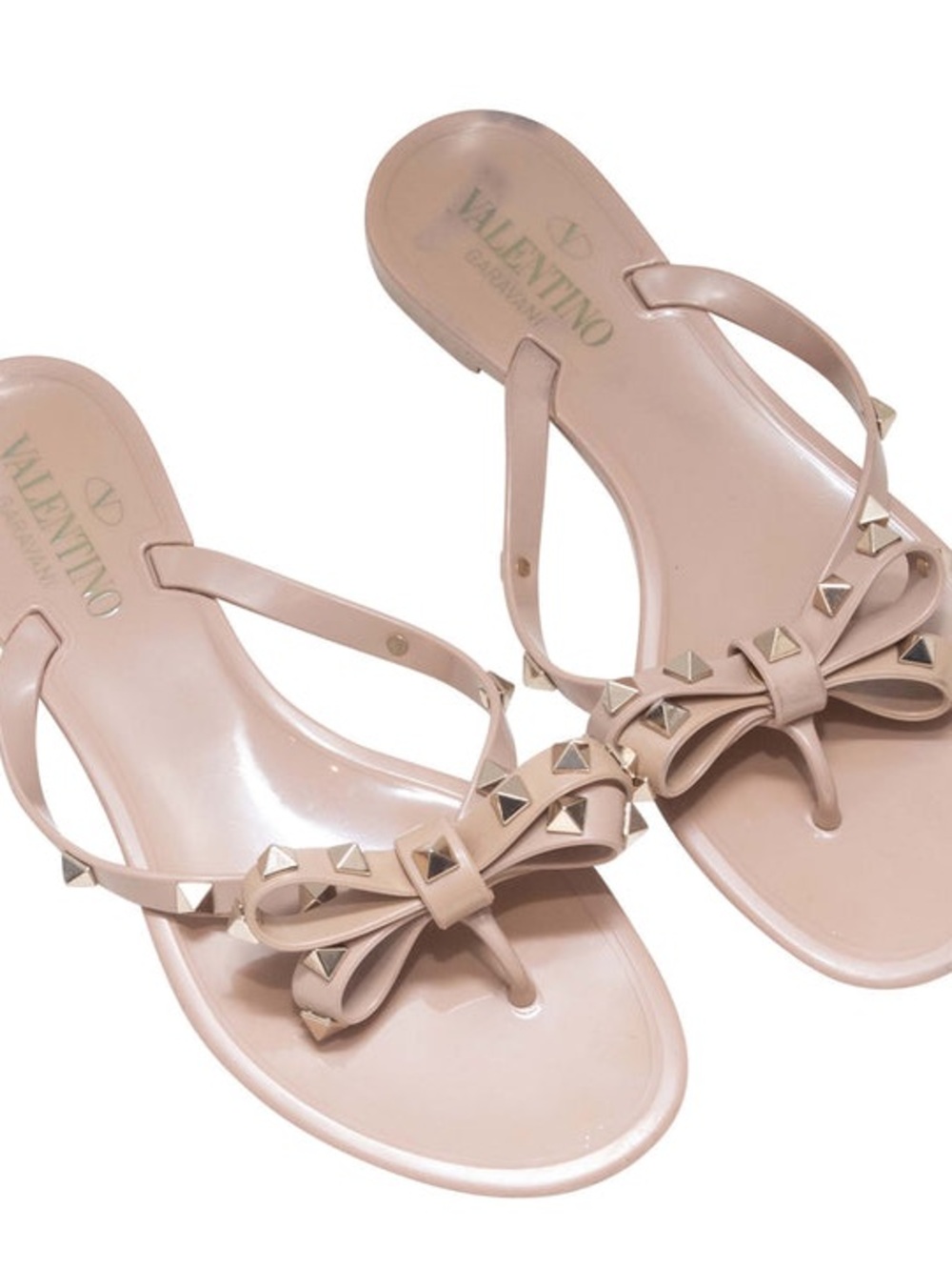 VALENTINO RUBBER ROCKSTUD THONG SANDALS SIZE 36